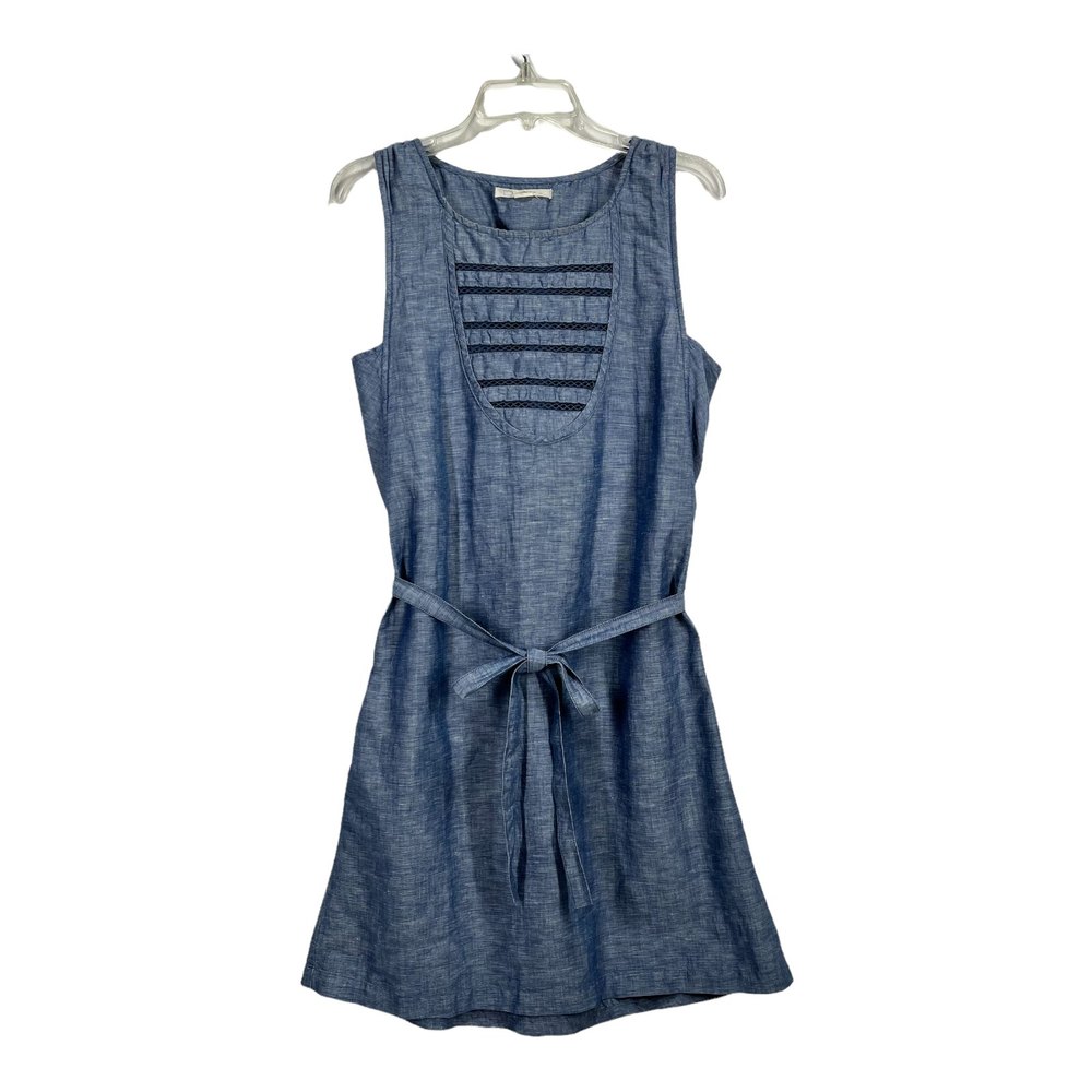 LEVI'S San Francisco Womens Dress Blue Linen/Cotton Belted Sleeveless Sz Medium
